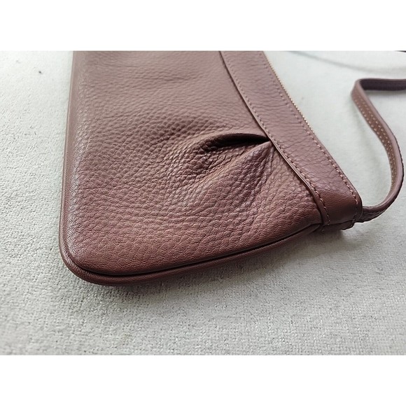 EUC - Brooks Brothers Brown Leather Wristlet Full Zip Top Gold Hardware - Picture 8 of 12